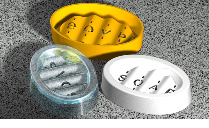 <b>Soap Dishes</b><span><br /> Designed by <b><a href='/success-stories/illuminating-more-than-product-design/'>Celso Santos</a></b> • Created in <a href='/3d-modeling/3d-modeling-cobalt.html'>Cobalt CAD & 3D Modeling Software</a></span>