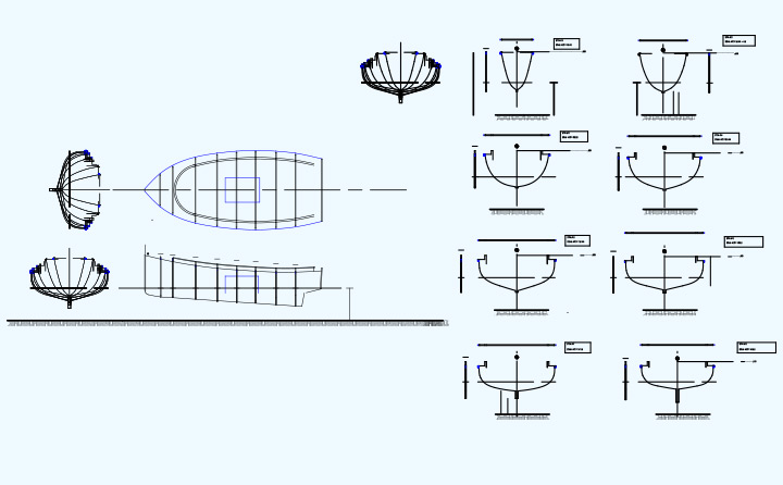 <b>Herreshoff Harbor Pilot Hull Layout</b><span><br /> Designed by <b><a href='/success-stories/retired-by-design/'>Merrill Hall</a></b> • Created in <a href='/2d-3d-drafting/2d-3d-cad-graphite.html'>Graphite Precision CAD Software</a></span>
