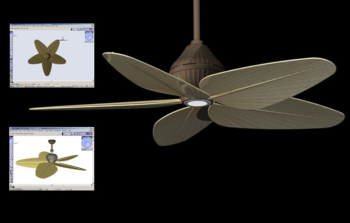 <b>Capri Fan</b><span><br /> Designed by <b><a href='/success-stories/art-ceiling-fans-and-square-roots/'>Mark Gajewski</a></b> of <b>G Squared</b> • Created in <a href='/3d-modeling/3d-modeling-cobalt.html'>Cobalt CAD & 3D Modeling Software</a></span>