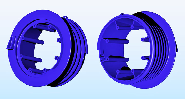 <b>Double Helix Connector</b><span><br /> Designed by <b><a href='/success-stories/high-styling-in-xenon-with-freestyle-systems-dryers/'>Blair Hopper</a></b> • Created in <a href='/3d-modeling/3d-modeling-xenon.html'>Xenon CAD & 3D Modeling Software</a></span>