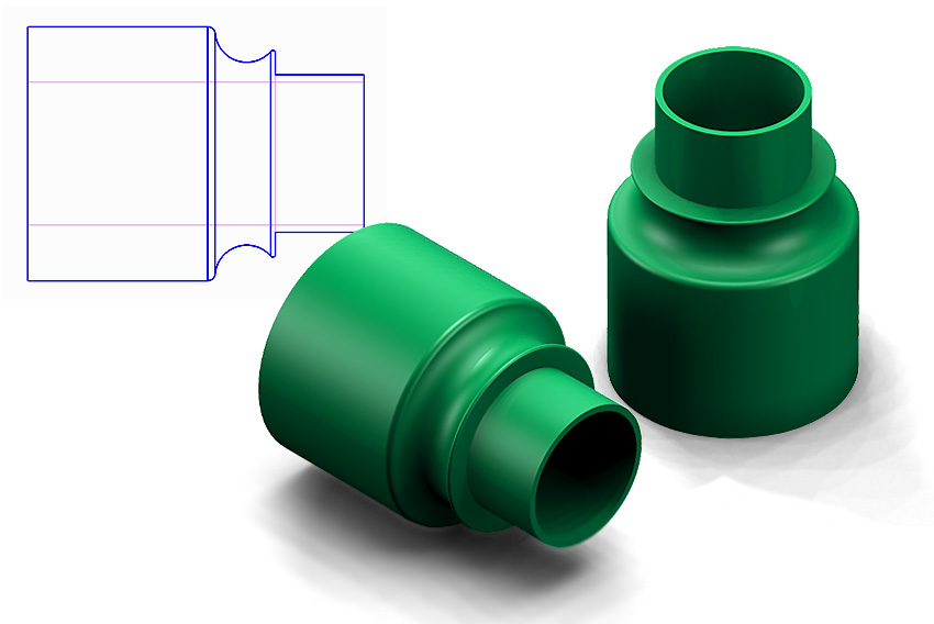 <b>Adapter Sleeve, C6 UCA Taper, Stepped</b><span><br /> Designed by <b>Mark Magers</b> • Created and rendered in <a href='/3d-modeling/3d-modeling-cobalt.html'>Cobalt CAD & 3D Modeling Software</a></span>