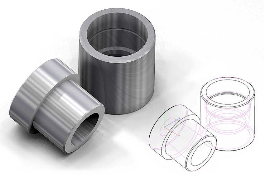 <b>Bushing, Misalignment C6 LCA and Mono Ball Sleeve, UCA</b><span><br /> Designed by <b>Mark Magers</b> • Created and rendered in <a href='/3d-modeling/3d-modeling-cobalt.html'>Cobalt CAD & 3D Modeling Software</a></span>